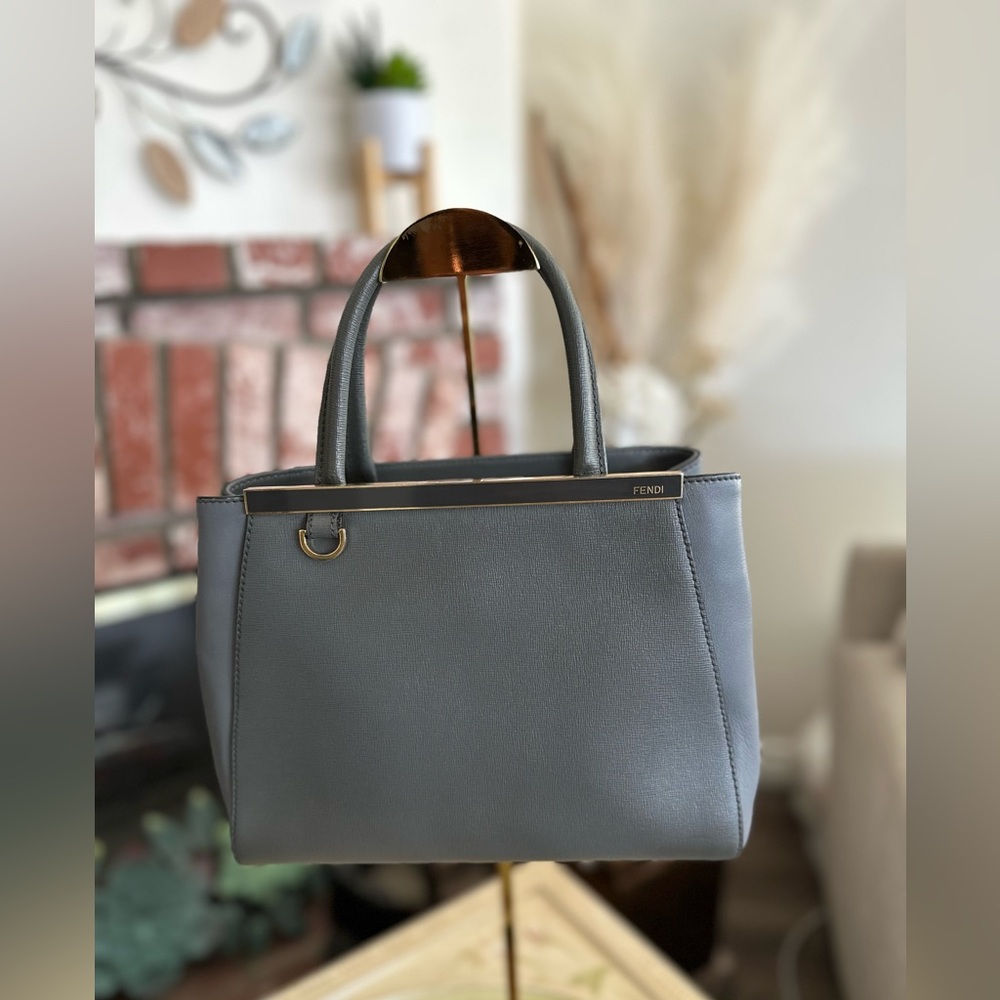 Fendi 2Jours Petite Leather Satchel – Gray – Made in‎ Italy